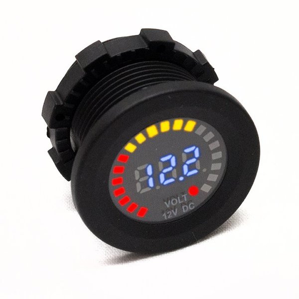 Race Sport Round Socket-Sized Volt-Meter W/ Multi-Color Digital Led Display RS50798